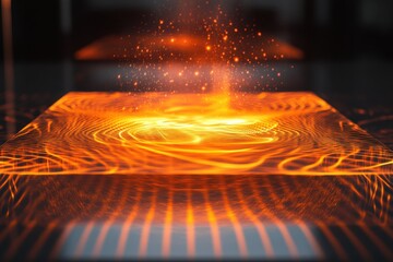 Poster - Colorful light patterns emerge from glowing surface in experimental setup