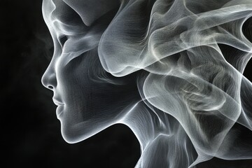 Poster - Ethereal portrait of a woman created with flowing lines and shapes