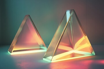 Poster - Elegant glass prisms reflecting vibrant colors in a serene setting