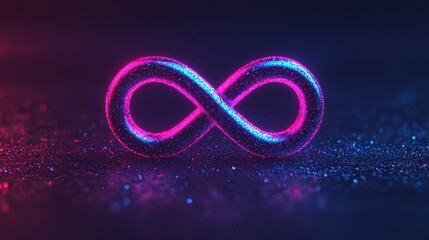 Poster - Stylish Infinity Symbol in Neon Colors with Sparkling Effects on Dark Background for Modern Design Inspirations