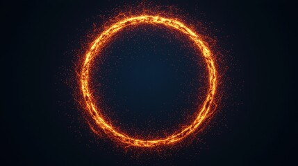 Poster - Glowing Circular Frame Made of Fiery Sparks with Dark Background for Creative Design Projects