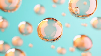 Poster - Colorful Floating Bubbles with Soft Reflections on a Gradient Background for Abstract Design and Art