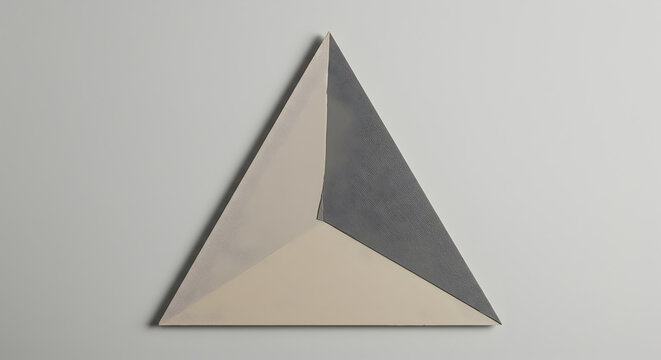Abstract Triangular Composition With Neutral Tones On A Plain Background