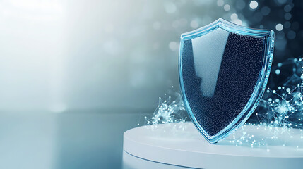 Poster - Protecting digital assets cybersecurity shield concept modern studio environment high-tech visualization