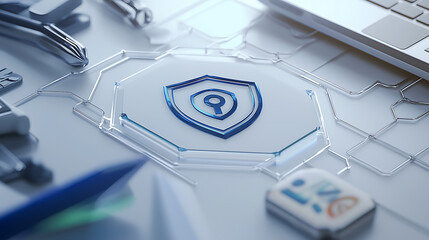 Poster - Cybersecurity tools and strategies digital workspace graphic design modern environment close-up view security concepts