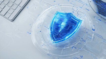Poster - Cybersecurity action shield technology digital environment concept visualization