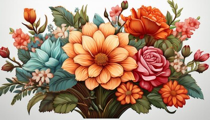  Pixel Art Floral Bouquet Design On White Background