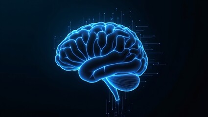 Poster - a luminous 3D rendering of a human brain, with an emphasis on the power of intelligence and the advancement of technology. The image suggests innovation and the potential of the human mind