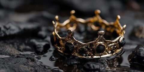 Poster - A gold and black crown with gold paint splatters