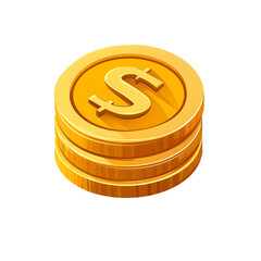 Poster - A minimalist SVG style icon depicting a stack of shiny golden coins on a clean white background symbolizing the concept of wealth financial success and economic growth