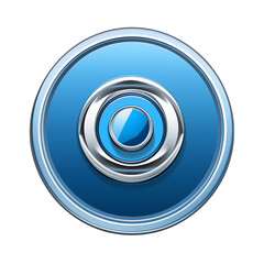 Poster - A blue and silver circular icon with concentric rings and a glossy finish on a transparent background png