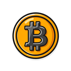 Poster - Minimalist SVG style icon of a single Bitcoin cryptocurrency symbol with the character in a flat gold design centered on a white background
