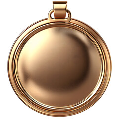 Poster - A polished circular bronze medal with a minimalist geometric design centered on a plain white background creating a modern and elegant visual representation of an award or accomplishment