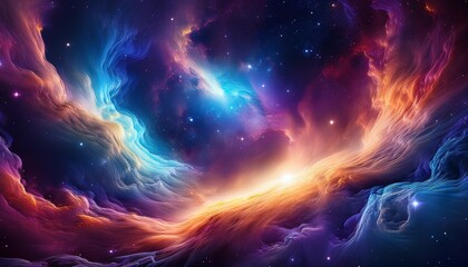 Wall Mural - vibrant cosmic nebula with swirling colors and stars in a deep space backdrop