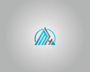 Poster - Triangle Letter MH Abstract Initial Logo Design Template Vector.