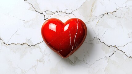 Poster - Bold red heart in the center of a white background with subtle texture