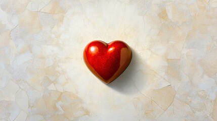 Poster - Bold red heart in the center of a white background with subtle texture