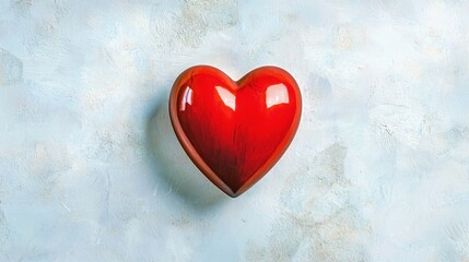 Poster - Bold red heart in the center of a white background with subtle texture