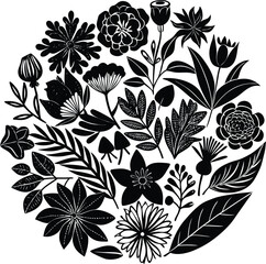 Aufkleber - Vintage floral vector pattern with seamless design showcases intricate flower and leaf illustrations for textile decoration