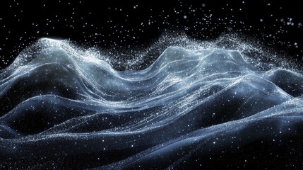 Leinwandbilder - Cyber wave made of thousands of glowing data points, gently pulsing like a digital ocean