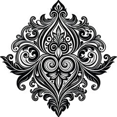Poster - Vintage vector floral ornament design with abstract black and white flower elements for ornate decoration