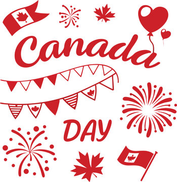 Printcanada, patriotism, july, illustration, maple leaf, red, vector, canada day, horizontal, text