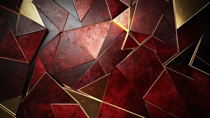 Poster - Modern red polygonal textures with lighting effects and depth