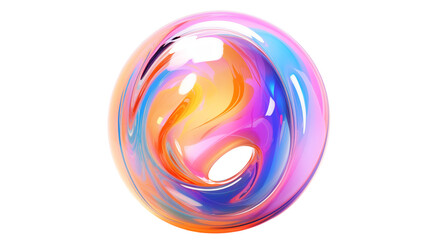 Aufkleber - a swirling sphere of vibrant colors on a transparent background with a glossy and reflective surface