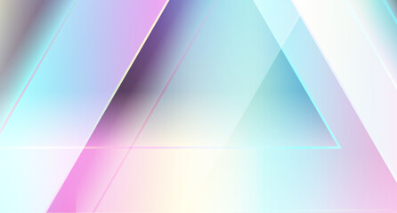 Poster - Holographic pastel triangles geometric abstract tech background. Vector art colorful design