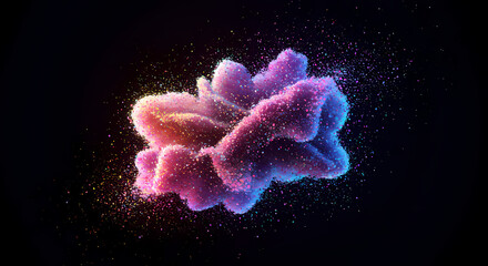 Poster - Abstract Colorful Particle Cloud Digital Art and Design