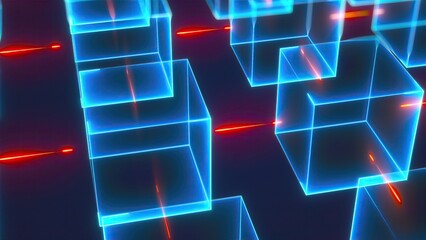 Poster - Connection neon Structure. Computer generated 3d render