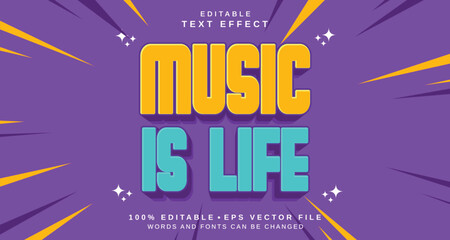 Aufkleber - Editable text style effect - Music Is Life text style theme.