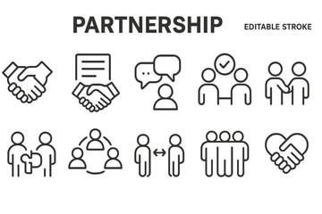 Poster - Various vector icons representing partnership and collaboration in business and social settings