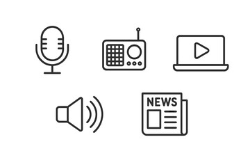 Poster - Vector icon set representing various media forms such as audio, video, and print news formats