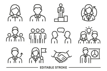 Poster - Vector icon set representing teamwork, communication, and business concepts for professional use