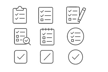 Poster - Vector icon set featuring checklists and check marks for various applications and design projects