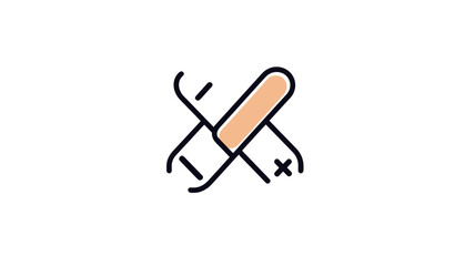 Poster - Trendy Thin Line Medical RX Icon - Crossed Bandage and Capsule - Vector Illustration for Healthcare, Pharmacy, and Medical Use