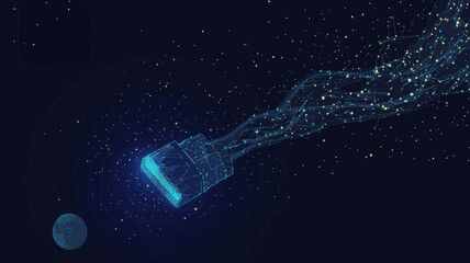 Poster - Ethernet Cable in Starry Sky Abstract Universe Vector Illustration