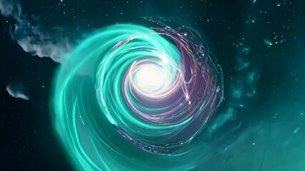 Poster - Whimsical Vortex of Luminous Orbs in Teal and Magenta Cosmic Background