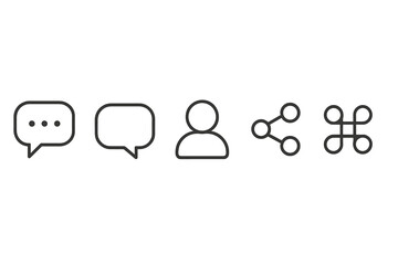 Leinwandbilder - Vector icon set representing communication, sharing, and user profile in minimalistic design