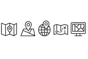 Poster - Vector icon set illustrating various map and navigation concepts suitable for digital design projects and applications