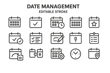 Poster - vector icon set for date management featuring various calendar and scheduling symbols designed for d