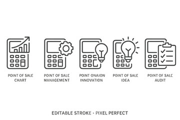 Aufkleber - vector icon set featuring point of sale concepts including chart management, innovation, ideas, and 