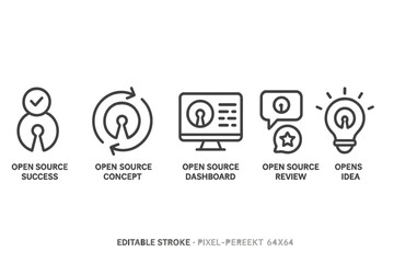 Leinwandbilder - Open source icon set represents success, concept, dashboard, review, and idea in a cohesive vector design for digital projects