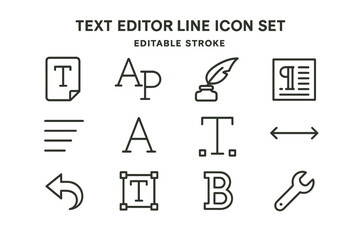  - vector icon set representing common text editing tools for digital content creation and formatting