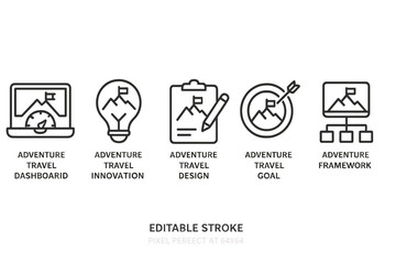 Aufkleber - explore innovation and planning in adventure travel with a versatile vector icon set for goal-orient