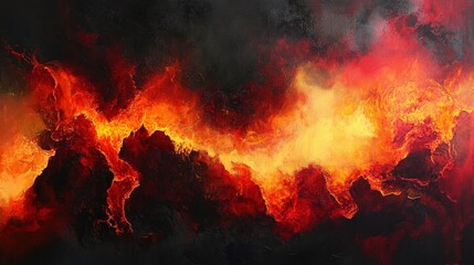 Poster - Abstract organic patterns resembling flowing lava, with rich reds, deep blacks, and glowing orange highlights.