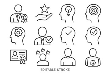 Poster - Vector icon set featuring professional themes with symbols of achievement and creativity