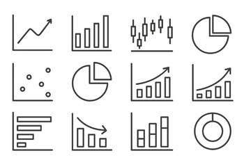 Aufkleber - vector icon set featuring various types of graphs and charts for data visualization
