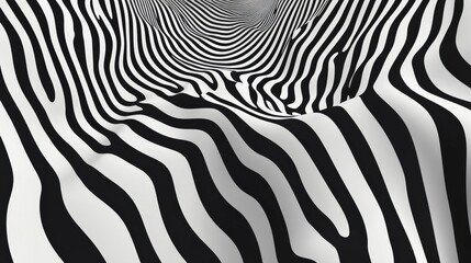 Poster - Abstract wavy lines forming a hypnotic, rhythmic pattern in monochrome shades, creating an optical illusion effect.